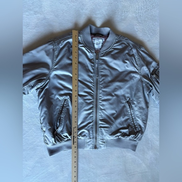 GAP Silver Grey Bomber Jacket  Size M - Picture 7 of 13